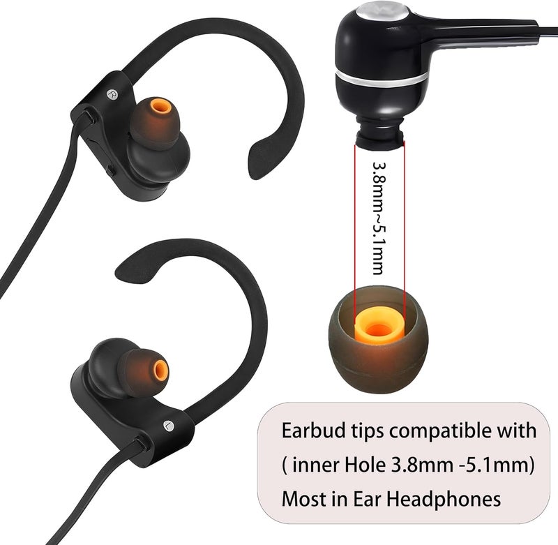 AQIMY Silicone Earbud Tips Replacement - Fit Most In-Ear Earbuds (Inner Hole 3.8mm - 5.1mm) - 9 Pairs S M L - Image 3